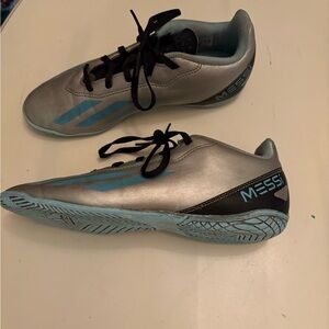 Adidas Messi Silver and Blue Indoor Cleats